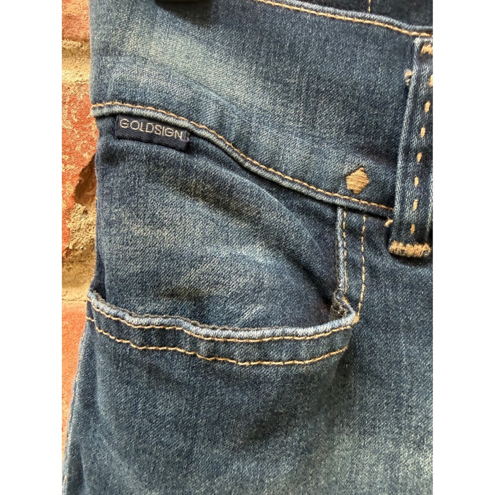 Goldsign Sissi Flare Jeans Medium Wash Double Button Wide Leg Denim Made in USA - Picture 5 of 13